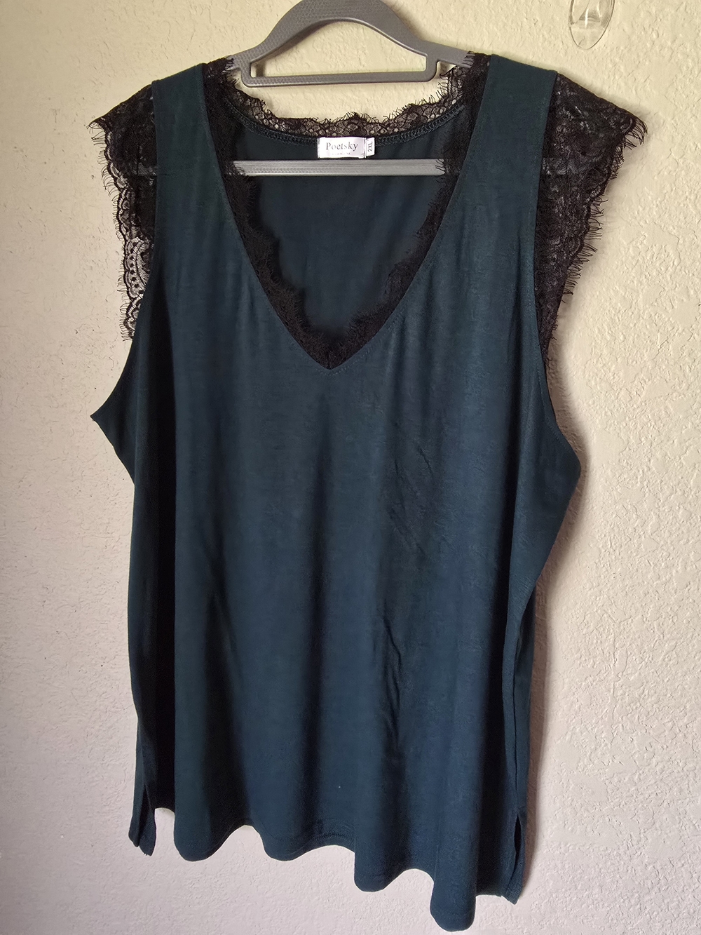 Poetry Dark Teal Lace-Trim V-Neck Camisole